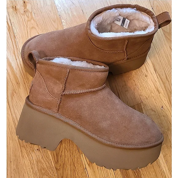 🆕️ UGG The Classic Ultra Mini New Heights Boot Size 8 Chesnut - Picture 2 of 16